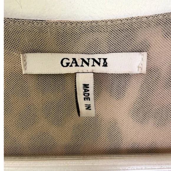 Ganni Animal Print Mesh Mini Wrap Dress Size Small 36 - Picture 8 of 15